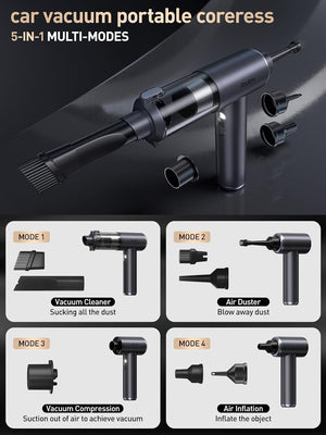 Vacuum/Air Duster 100,000RPM Super Power Car Vacuum Portable Cordless, 20000PA Powerful Suction,7800Mah,High Power, LED Light, Dual Filter, Car Vacuum Cleaner & Air Duster for Home, Desk, PC, Keyboard