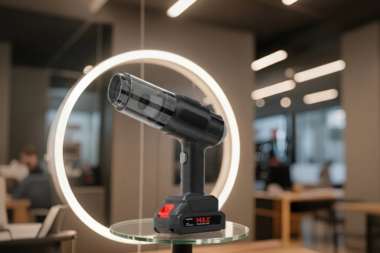 4-in-1 High-Power Cordless Handheld Car con fuerte succión y funcionalidad de inflado.