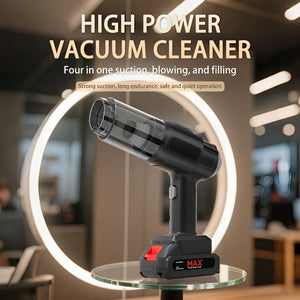4-in-1 High-Power Cordless Handheld Car Vacuum & Air Blower con potente succión, soplado y llenado.