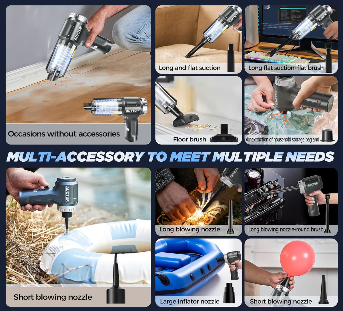 Handheld Vacuum Cordless-3 in 1 Car Vacuum Cleaner High Power-Brushless Motor 12000Pa,Super Suction Power Vacuums-Cable-Small, Portable and Rechargeable Cleaner for Car