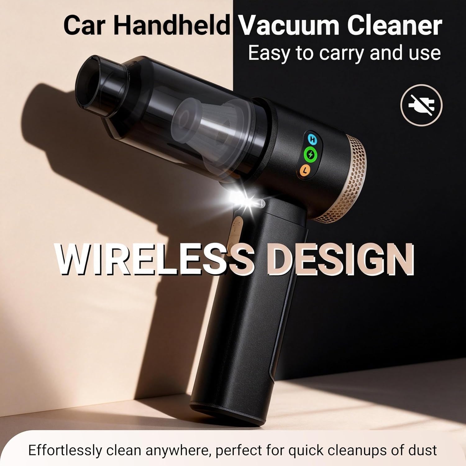 Portable Car Vacuum Cordless 18000PA High Power Handheld Vacuum Cleaner for Car, Mini Cordless Rechargeable Vacuum for Car Interior, Truck, Desktop, Home, Ultimate Car Accessories Tech Gift for Men