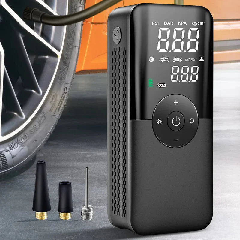 Rechargeable Battery-Powered Tire Inflator for Portability