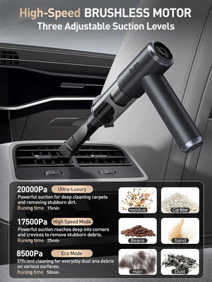Vacuum/Air Duster 100,000RPM Super Power Car Vacuum Portable Cordless, 20000PA Powerful Suction,7800Mah,High Power, LED Light, Dual Filter, Car Vacuum Cleaner & Air Duster for Home, Desk, PC, Keyboard