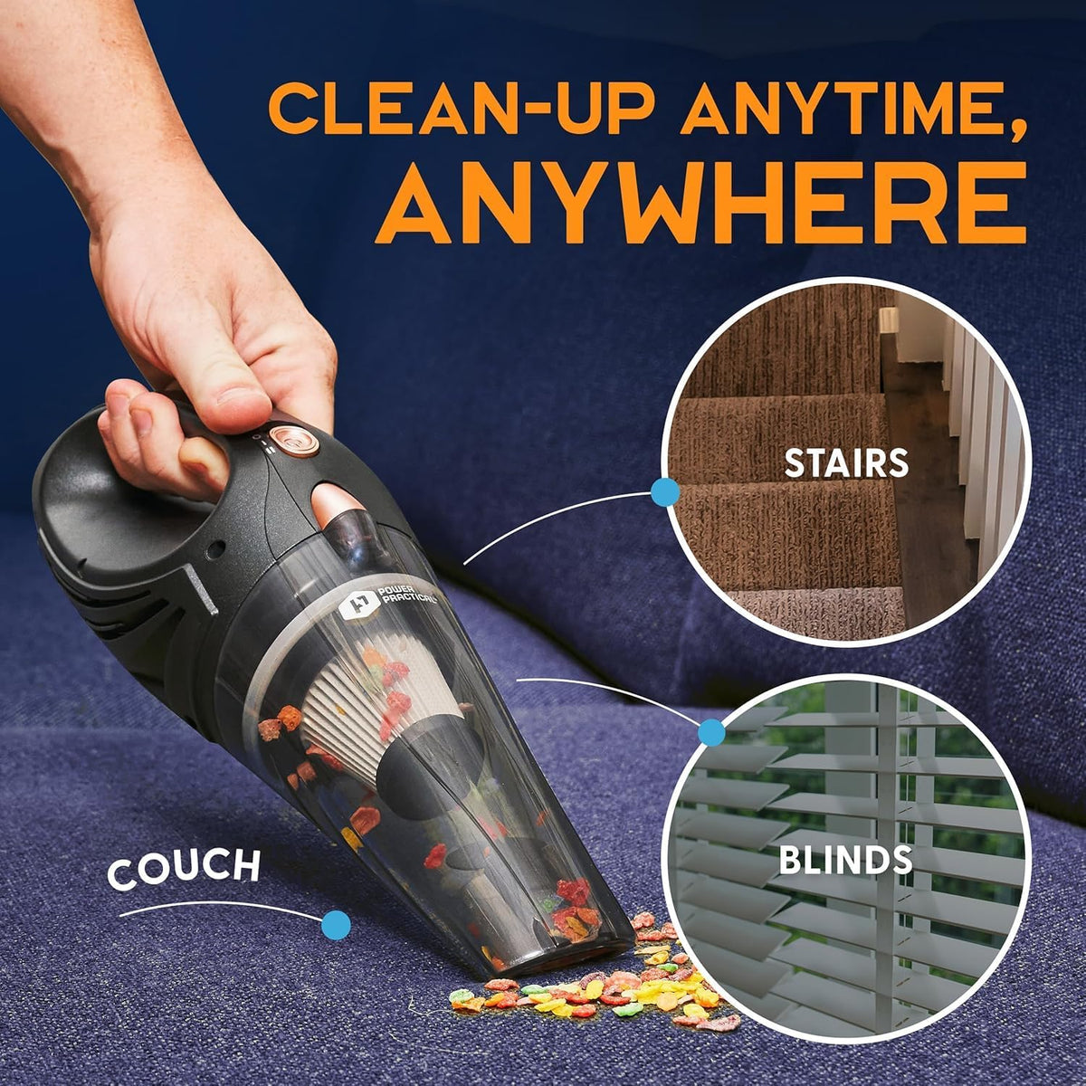 Handheld Cordless Vacuum Cleaner, Rechargeable Portable Car Vacuums W/Strong Suction, Bag & Attachments, Small Vac Cleaner for Car, Couch, Home, Car Suction Cleaner