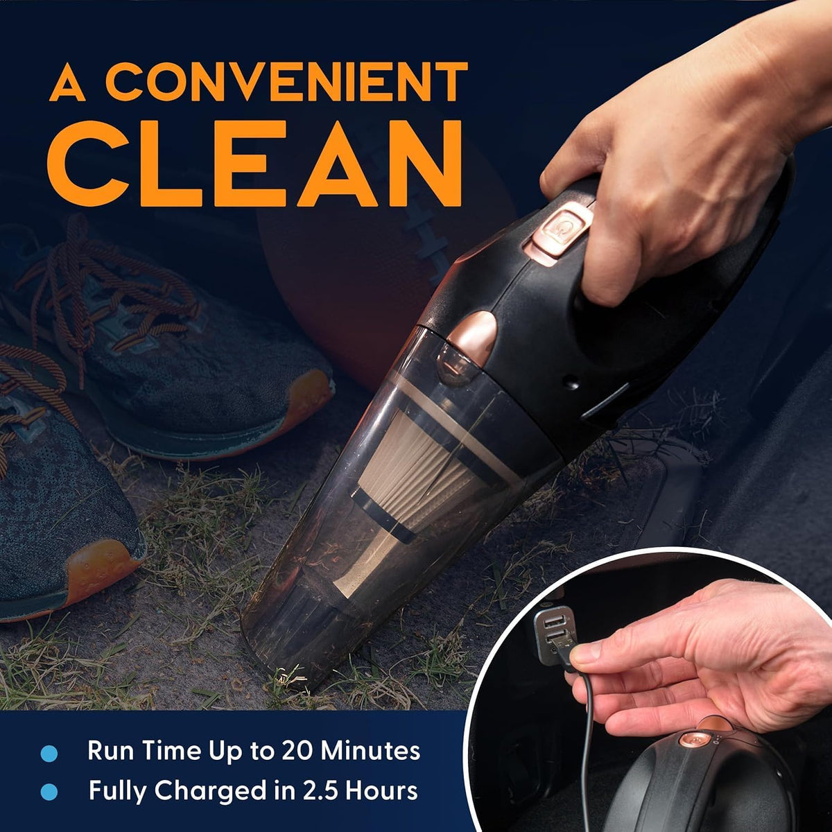 Handheld Cordless Vacuum Cleaner, Rechargeable Portable Car Vacuums W/Strong Suction, Bag & Attachments, Small Vac Cleaner for Car, Couch, Home, Car Suction Cleaner
