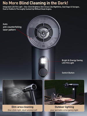 Cordless handheld vacuum cleaner air duster for tight spaces