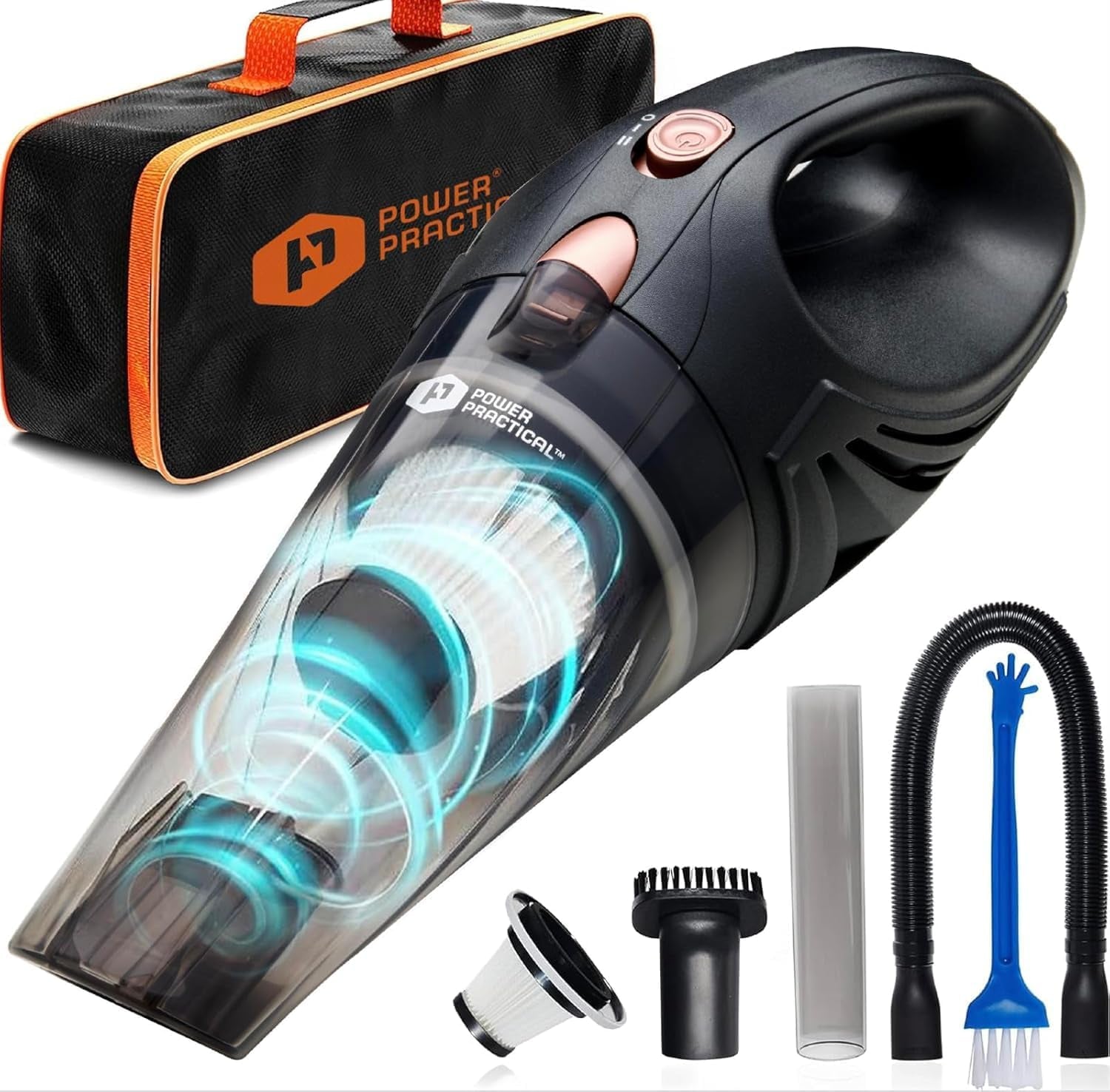Handheld Cordless Vacuum Cleaner, Rechargeable Portable Car Vacuums W/Strong Suction, Bag & Attachments, Small Vac Cleaner for Car, Couch, Home, Car Suction Cleaner